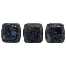 DG-10 Two Hole Tile бусины 6мм Jet - Picasso 	 (T23980)