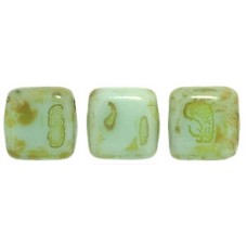 DG-10 Two Hole Tile бусины 6мм Opaque Pale Turquoise - Picasso 	 (T63100)