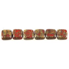 DG-10 Two Hole Tile бусины 6мм Opaque Red - Picasso 	 (T93200)