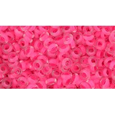 Бисер Деми Раунд ТОХО 8/0 Inside-Color Matte Crystal/Neon Pink-Lined (971) - 100гр