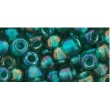 Круглый бисер ТОХО 3/0 Inside-Color Crystal/Prairie Green-Lined (270) - 250гр