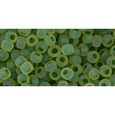 Круглый бисер ТОХО 6/0 Inside-Color Frosted Jonquil/Emerald-Lined (242F) - 250гр