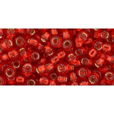 Круглый бисер ТОХО 6/0 Silver-Lined Siam Ruby (25B) - 250гр