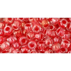 Круглый бисер ТОХО 6/0 Inside-Color Crystal/Tomato-Lined (341) - 250гр