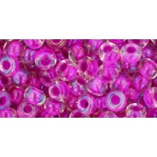 Круглый бисер ТОХО 6/0 Inside-Color Crystal/Opaque Fuchsia-Lined (790) - 250гр
