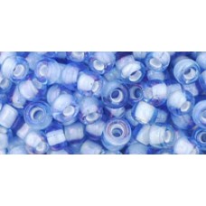 Круглый бисер ТОХО 6/0 Inside-Color Lt Sapphire/White-Lined (933) - 250гр