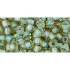 Круглый бисер ТОХО 6/0 Inside-Color Rainbow Lt Topaz/Sea Foam-Lined (952) - 250гр