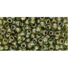 Круглый бисер ТОХО 6/0 Gold-Lined Peridot (991) - 250гр