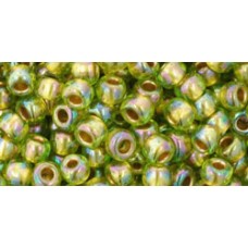 Круглый бисер ТОХО 6/0 Gold-Lined Rainbow Peridot (996) - 250гр