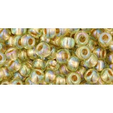 Круглый бисер ТОХО 6/0 Gold-Lined Rainbow Lt Jonquil (998) - 250гр