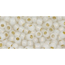 Круглый Бисер ТОХО 6/0 PermaFinish Translucent Silver-Lined White (PF2100) - 250гр