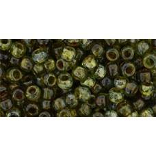 Круглый бисер ТОХО 6/0 HYBRID Transparent Lime Green - Picasso (Y315) - 250гр