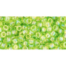 Круглый бисер ТОХО 8/0 Transparent-Rainbow Lime Green (164) - 250гр
