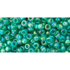 Круглый бисер ТОХО 8/0 Transparent-Rainbow Dk Peridot (164B) - 250гр