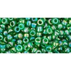 Японский круглый бисер TOHO Beads 8/0 Transparent-Rainbow Grass Green (167B)