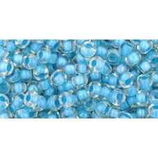 Круглый бисер ТОХО 8/0 Inside-Color Luster Crystal/Opaque Aqua-Lined (183) - 250гр