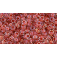 Круглый бисер ТОХО 8/0 Inside-Color Luster Crystal/Poppy-Lined (185) - 250гр
