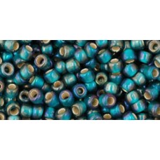 Круглый бисер ТОХО 8/0 Silver-Lined Rainbow Frosted Teal (2027BDF) - 250гр