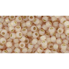 Круглый бисер ТОХО 8/0 Silver-Lined Milky Peachy Pink (2126) - 250гр