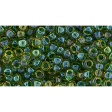Японский круглый бисер TOHO Beads 8/0 Inside-Color Luster Jonquil/Emerald-Lined (242)