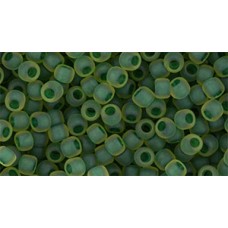 Круглый бисер ТОХО 8/0 Inside-Color Frosted Jonquil/Emerald-Lined (242F) - 250гр