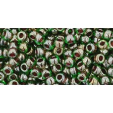 Круглый бисер ТОХО 8/0 Inside-Color Peridot/Fuchsia-Lined (250) - 250гр