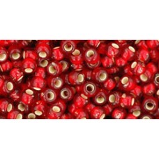 Круглый бисер ТОХО 8/0 Silver-Lined Frosted Siam Ruby (25BF) - 250гр