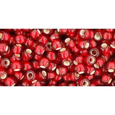 Круглый бисер ТОХО 8/0 Silver-Lined Frosted Ruby (25CF) - 250гр