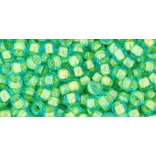 Круглый бисер ТОХО 8/0 Inside-Color Aqua/Opaque Yellow-Lined (307) - 250гр