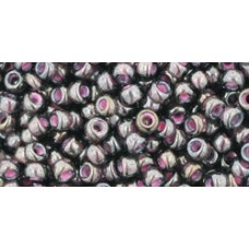 Круглый бисер ТОХО 8/0 Inside-Color Lustered Black Diamond/Pink-Lined (367) - 250гр