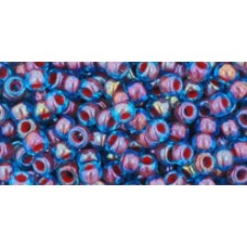 Круглый бисер ТОХО 8/0 Inside-Color Aqua/Oxblood-Lined (381) - 250гр