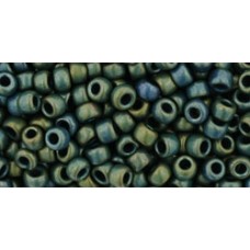 Круглый бисер ТОХО 8/0 Frosted Metallic Iris - Green/Brown (84F) - 250гр