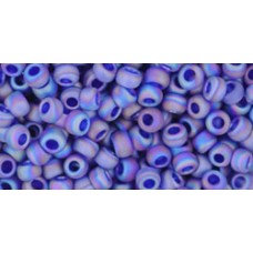 Круглый бисер ТОХО 8/0 Transparent-Rainbow-Frosted Dk Sapphire (87F) - 250гр