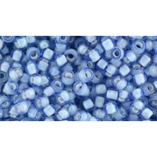 Японский круглый бисер TOHO Beads 8/0 Inside-Color Lt Sapphire/White-Lined (933)