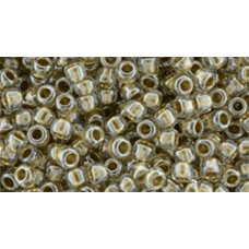 Круглый бисер ТОХО 8/0 Gold-Lined Crystal (989) - 250гр