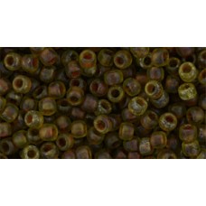Круглый бисер ТОХО 8/0 HYBRID Transparent Frosted Lime Green - Picasso (Y315F) - 250гр
