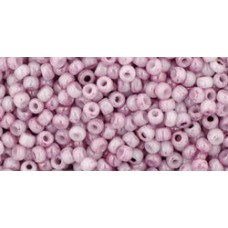 Круглый бисер ТОХО 11/0 Marbled Opaque White/Pink (1200) - 250гр