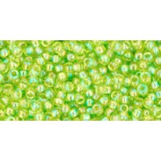 Круглый бисер ТОХО 11/0 Transparent-Rainbow Lime Green (164) - 250гр
