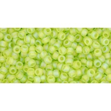 Круглый бисер ТОХО 11/0 Transparent-Rainbow-Frosted Lime Green (164F) - 250гр
