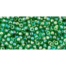 Круглый бисер ТОХО 11/0 Transparent-Rainbow Grass Green (167B) - 250гр