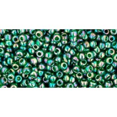 Круглый бисер ТОХО 11/0 Transparent-Rainbow Green Emerald (179) - 250гр