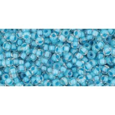 Круглый бисер ТОХО 11/0 Inside-Color Luster Crystal/Opaque Aqua-Lined (183) - 250гр