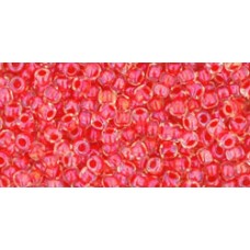 Круглый Бисер ТОХО 11/0 Inside-Color Luster Crystal/Poppy-Lined (185) - 250гр