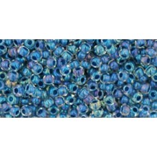 Круглый бисер ТОХО 11/0 Inside-Color Luster Crystal/Capri Blue-Lined (188) - 250гр
