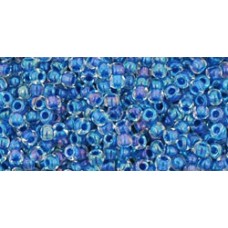 Круглый бисер ТОХО 11/0 Inside-Color Luster Crystal/Caribbean Blue-Lined (189) - 250гр