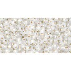 Круглый бисер ТОХО 11/0 Silver-Lined Milky White (2100) - 250гр