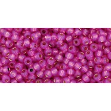 Японский круглый бисер TOHO Beads 11/0 Silver-Lined Milky Hot Pink (2107)