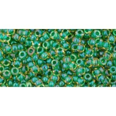 Круглый бисер ТОХО 11/0 Inside-Color Luster Jonquil/Emerald-Lined (242) - 250гр