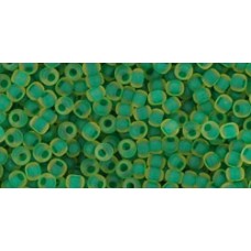 Круглый бисер ТОХО 11/0 Inside-Color Frosted Jonquil/Emerald-Lined (242F) - 250гр