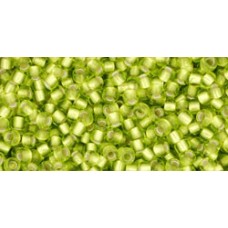 Круглый бисер ТОХО 11/0 Silver-Lined Frosted Lime Green (24F) - 250гр